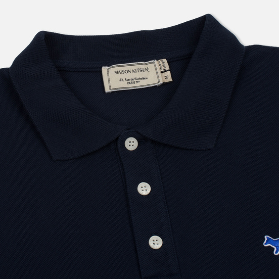 Мужское поло Maison Kitsune Tricolor Fox Patch Navy