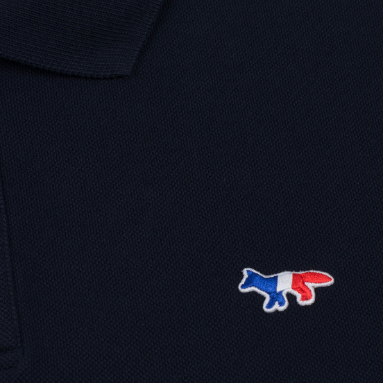 Мужское поло Maison Kitsune Tricolor Fox Patch Navy