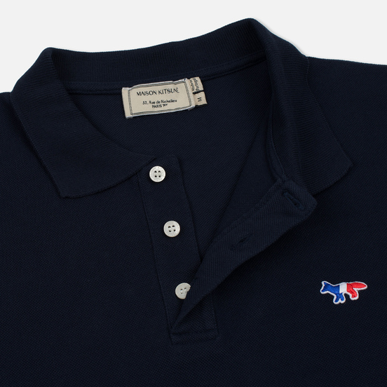Мужское поло Maison Kitsune Tricolor Fox Patch Navy
