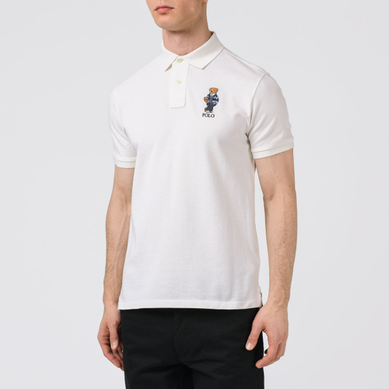 Мужское поло Polo Ralph Lauren Bear Ready Play Football In Polo Style Deckwash White