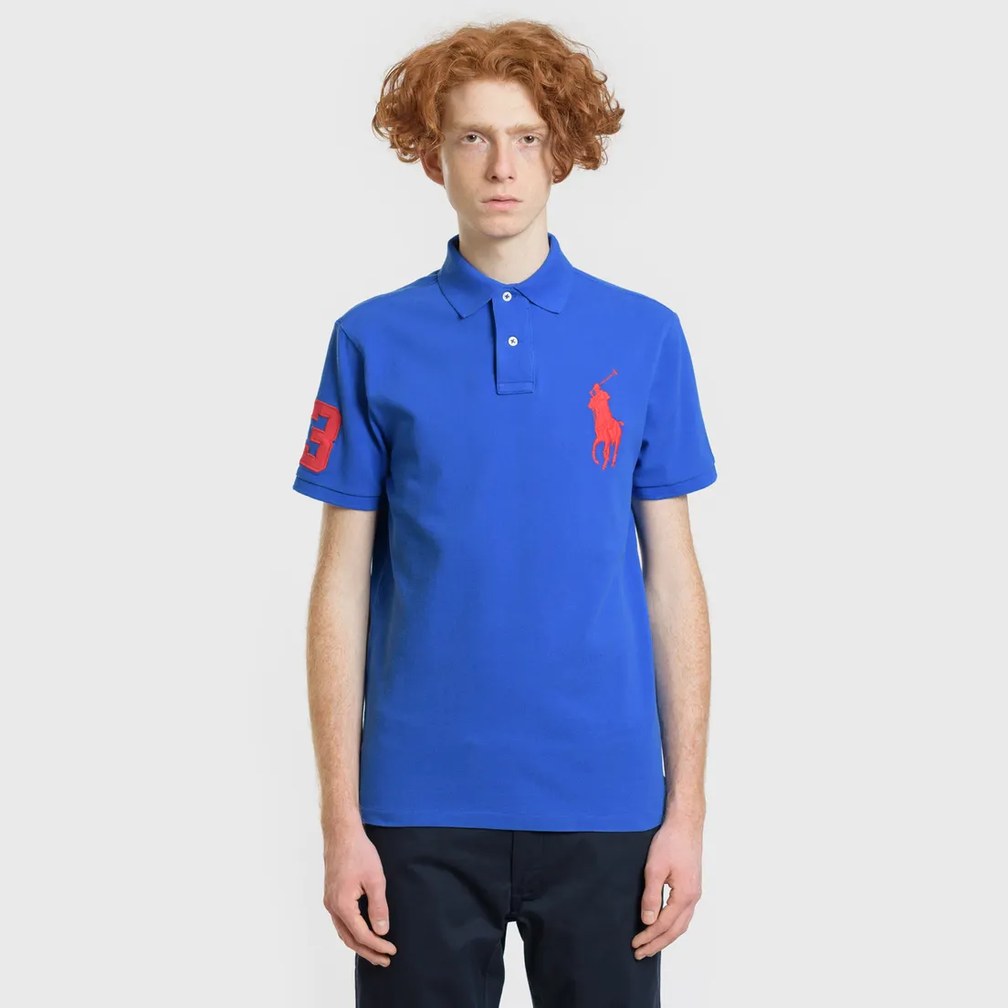 Polo Ralph Lauren Мужское поло Big Logo Embroidered And Patch 3 Custom Slim Fit