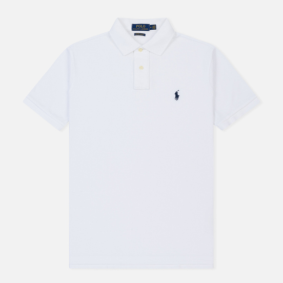Мужское поло Polo Ralph Lauren Custom Slim Fit Cotton Mesh White