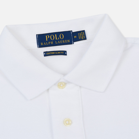 Мужское поло Polo Ralph Lauren Custom Slim Fit Cotton Mesh White