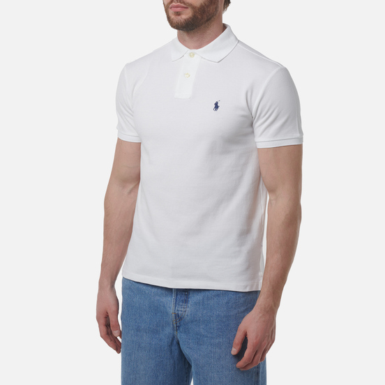 Мужское поло Polo Ralph Lauren Custom Slim Fit Cotton Mesh White