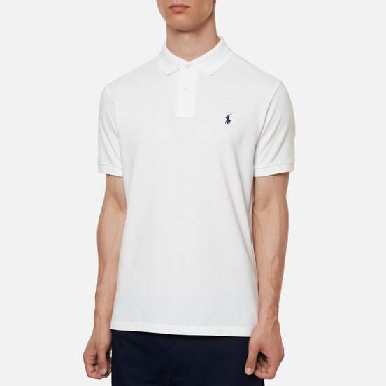 Мужское поло Polo Ralph Lauren Custom Slim Fit Cotton Mesh White