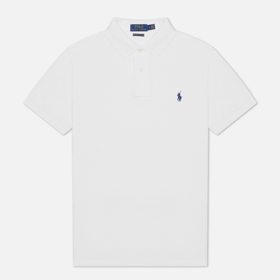 Мужское поло Polo Ralph Lauren Custom Slim Fit Cotton Mesh White