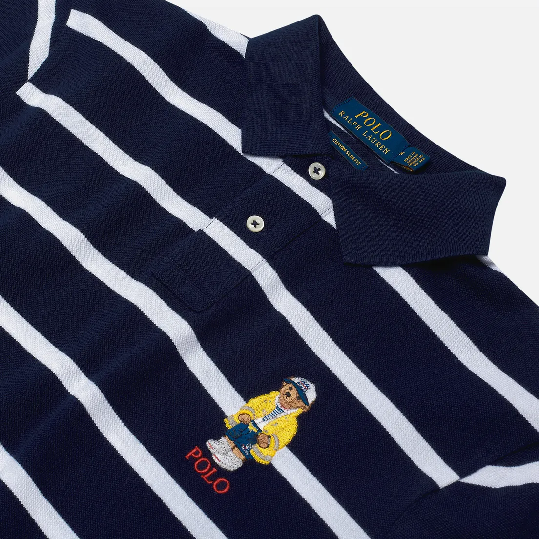 Polo Ralph Lauren Мужское поло Embroidered Bear Stripe Basic Mesh