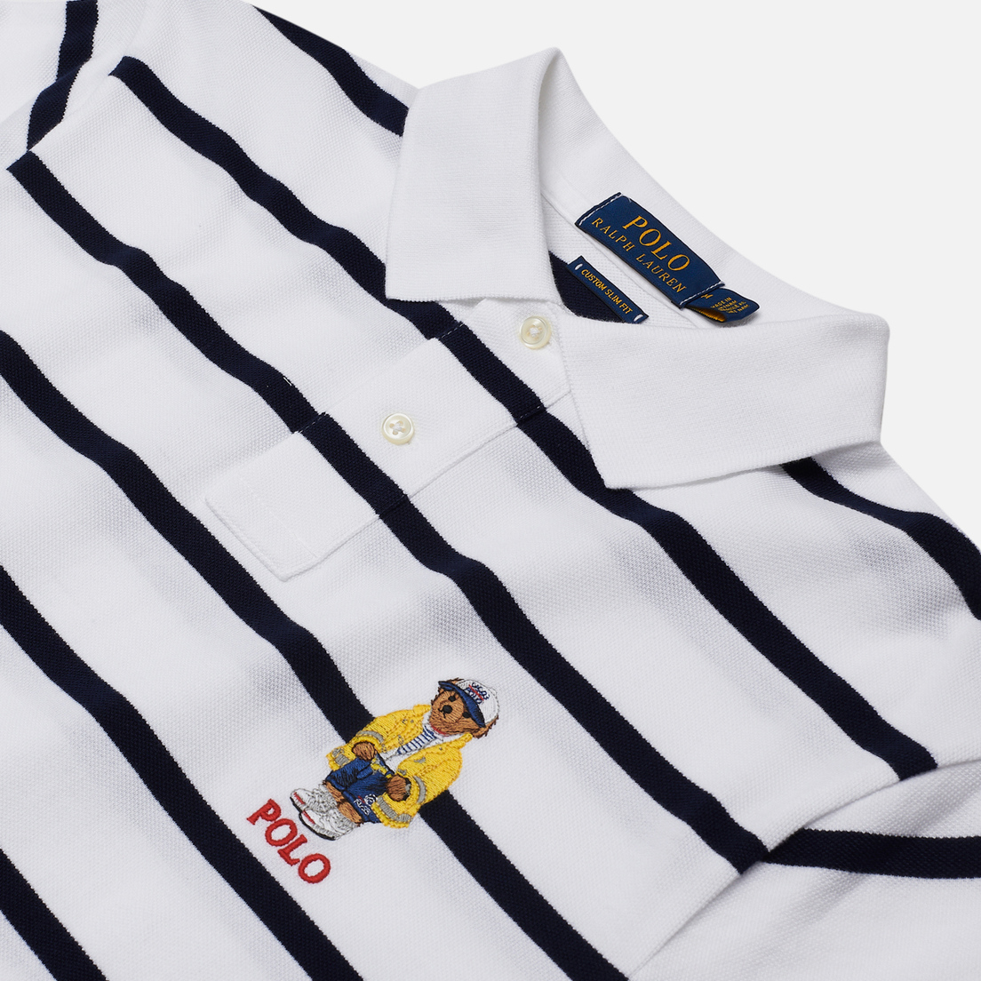 Polo Ralph Lauren Мужское поло Embroidered Bear Stripe Basic Mesh