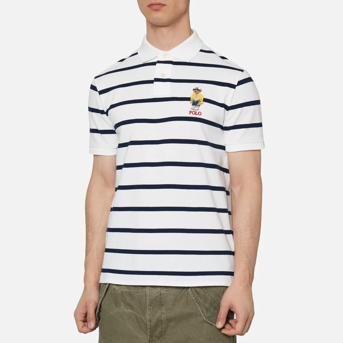 Polo Ralph Lauren Мужское поло Embroidered Bear Stripe Basic Mesh