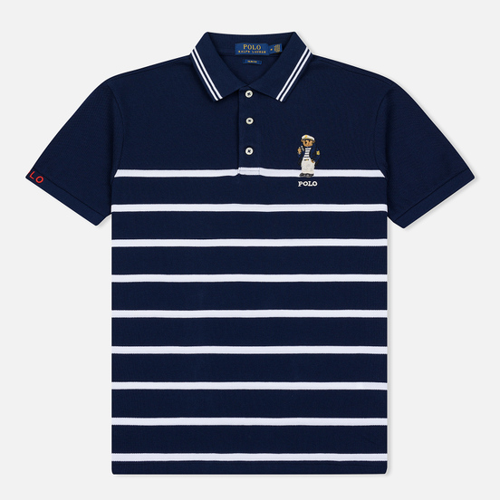 Мужское поло Polo Ralph Lauren Embroidered Polo Bear Stripe Cruise Navy/White