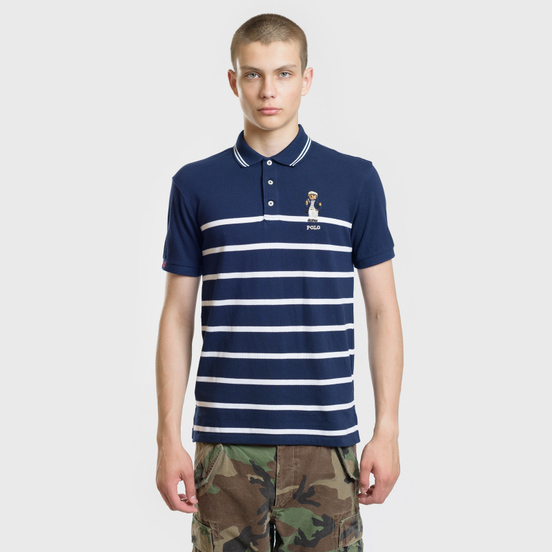 Мужское поло Polo Ralph Lauren Embroidered Polo Bear Stripe Cruise Navy/White