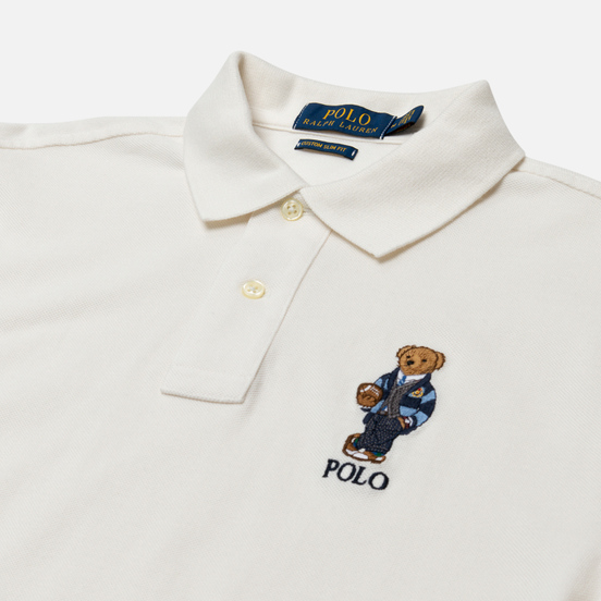 Мужское поло Polo Ralph Lauren Bear Ready Play Football In Polo Style Deckwash White