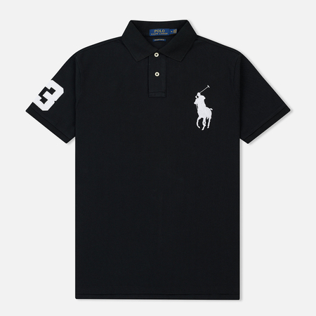 Мужское поло Polo Ralph Lauren Slim Fit Cotton Mesh Big Logo, цвет чёрный, размер M