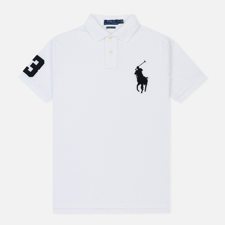 Мужское поло Polo Ralph Lauren Slim Fit Cotton Mesh Big Logo, цвет белый, размер L