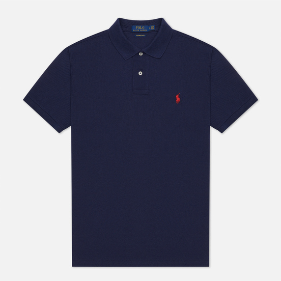 Мужское поло Polo Ralph Lauren The Iconic Basic Mesh Slim Fit Newport Navy/Red