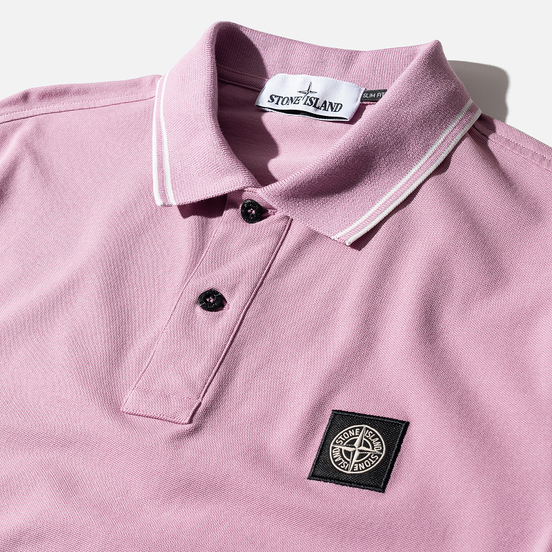 Мужское поло Stone Island Patch Program Quartz Pink