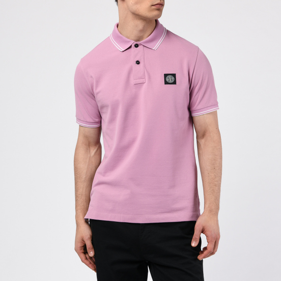 Мужское поло Stone Island Patch Program Quartz Pink