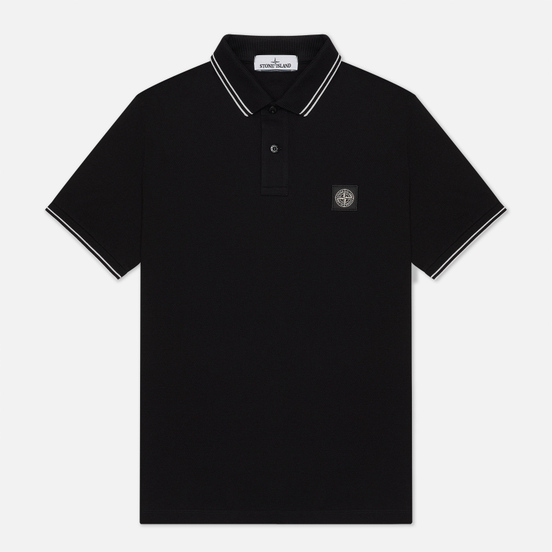 Мужское поло Stone Island Patch Program Slim Fit Black