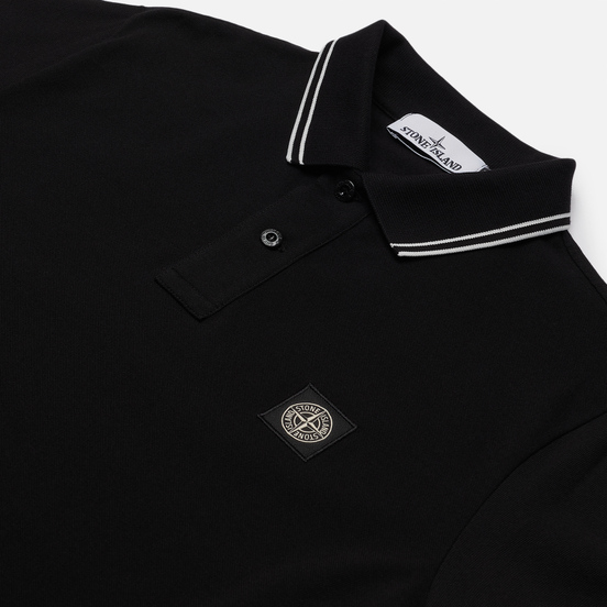 Мужское поло Stone Island Patch Program Slim Fit Black