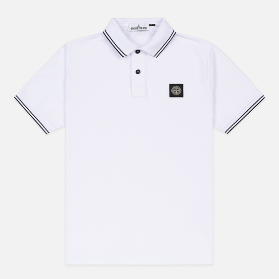Мужское поло Stone Island Patch Program White/Navy