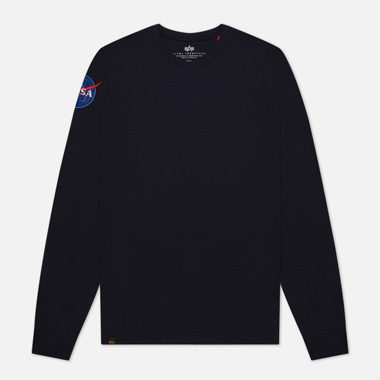 Мужской лонгслив Alpha Industries Nasa LS Replica Blue