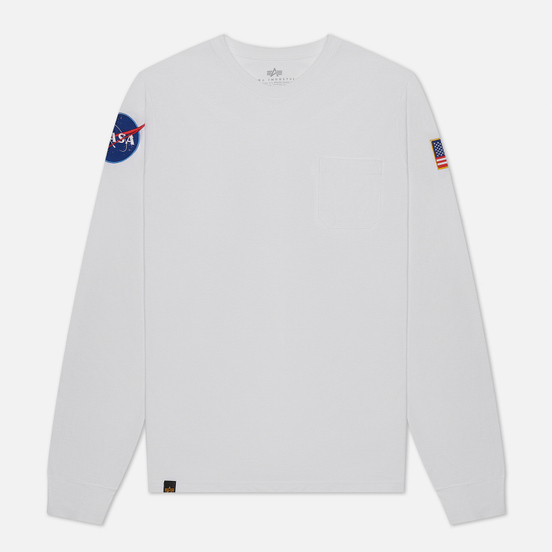 Мужской лонгслив Alpha Industries Nasa LS White