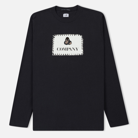 Мужской лонгслив C.P. Company Crew Neck Box Cartoon Logo Black Coffee