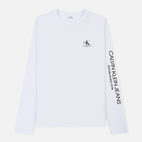 Мужской лонгслив Calvin Klein Jeans Est. 1978 Modernist Logo Bright White/OK