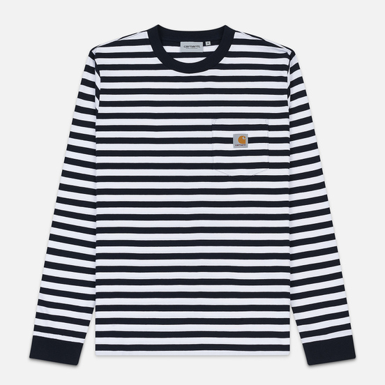 Мужской лонгслив Carhartt WIP L/S Scotty Pocket Stripe Dark Navy/White
