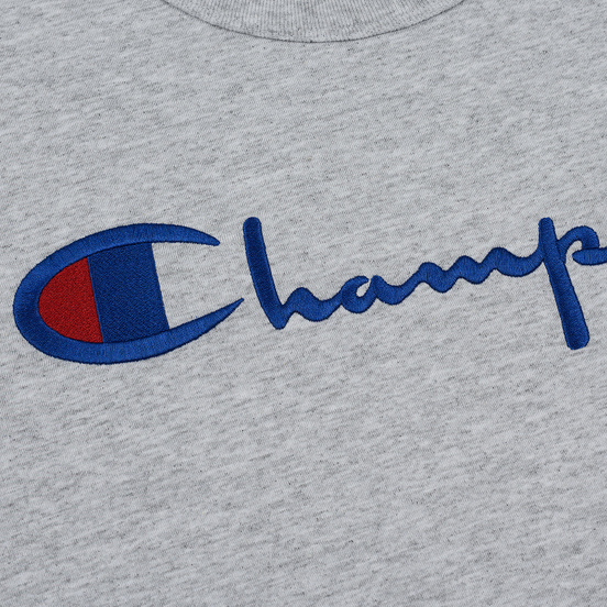Мужской лонгслив Champion Reverse Weave Big Script Crew Neck Light Grey
