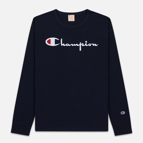 Мужской лонгслив Champion Reverse Weave Big Script Crew Neck Navy