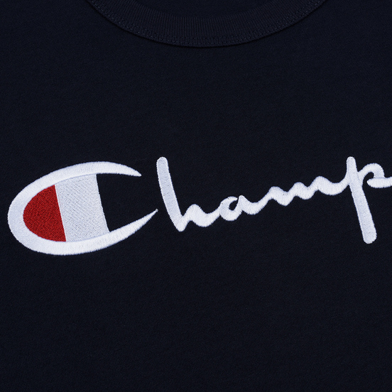 Мужской лонгслив Champion Reverse Weave Big Script Crew Neck Navy