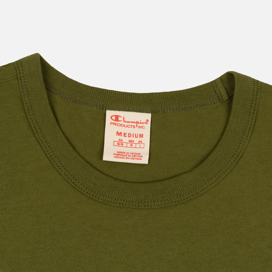 Мужской лонгслив Champion Reverse Weave Big Script Crew Olive Green