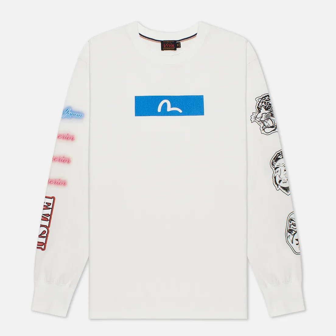 Evisu Мужской лонгслив Evergreen Seagull Box Logo Printed Off White