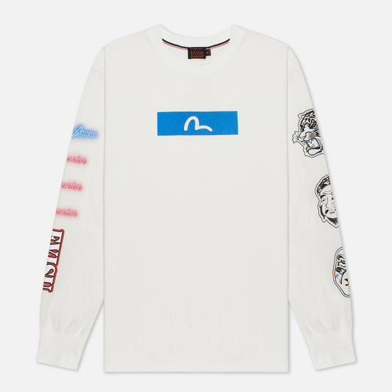 Мужской лонгслив Evisu Evergreen Seagull Box Logo Printed Off White Off White