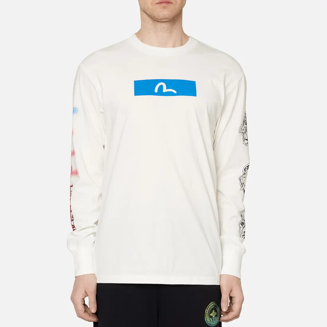 Evisu Мужской лонгслив Evergreen Seagull Box Logo Printed Off White
