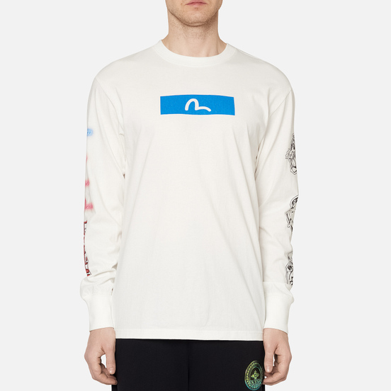 Мужской лонгслив Evisu Evergreen Seagull Box Logo Printed Off White Off White