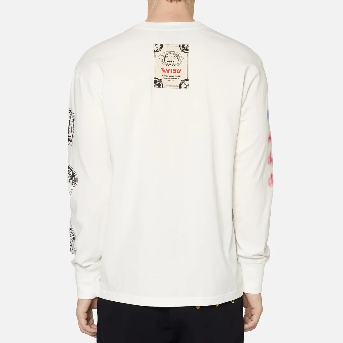 Evisu Мужской лонгслив Evergreen Seagull Box Logo Printed Off White
