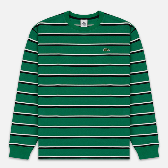 Мужской лонгслив Lacoste Live Crew Neck Striped Cotton Green/Black/White