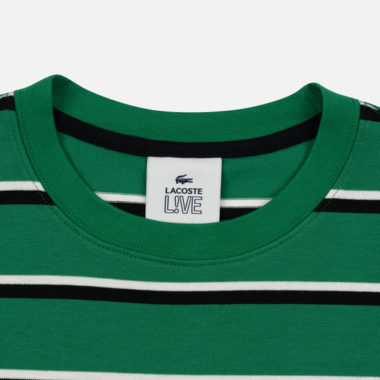 Мужской лонгслив Lacoste Live Crew Neck Striped Cotton Green/Black/White