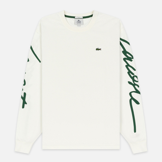 Мужской лонгслив Lacoste Live Signature Print White/Green