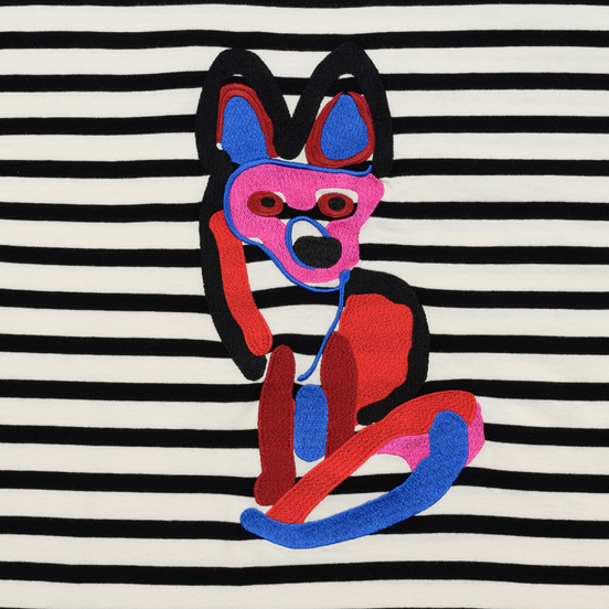 Мужской лонгслив Maison Kitsune Marin Acide Fox Black/White