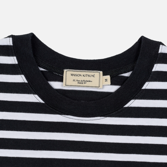 Мужской лонгслив Maison Kitsune Marin Tricolor Fox Patch Black/White