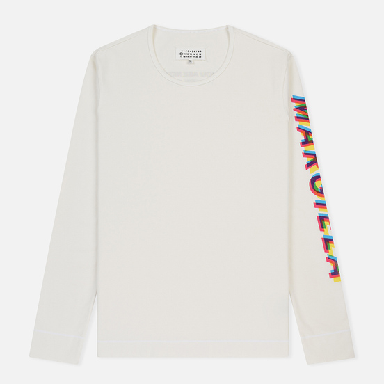 Мужской лонгслив Maison Margiela Signature 4 Stitches Embroidered Back Off White