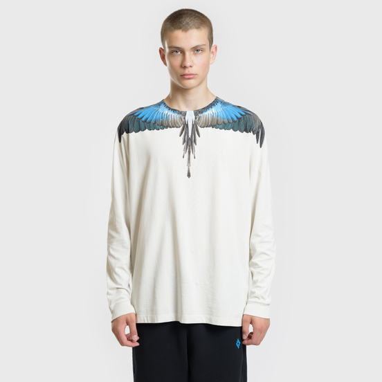 Мужской лонгслив Marcelo Burlon Turquoise Wings Beige/Multicolor