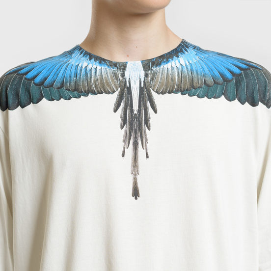 Мужской лонгслив Marcelo Burlon Turquoise Wings Beige/Multicolor
