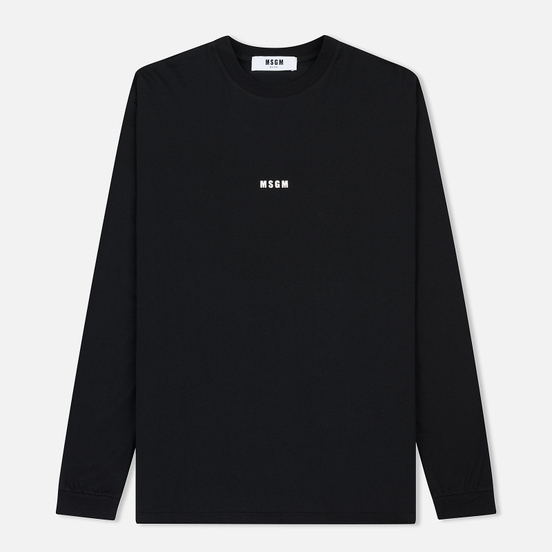 Мужской лонгслив MSGM Micro Logo Print MSGM Black