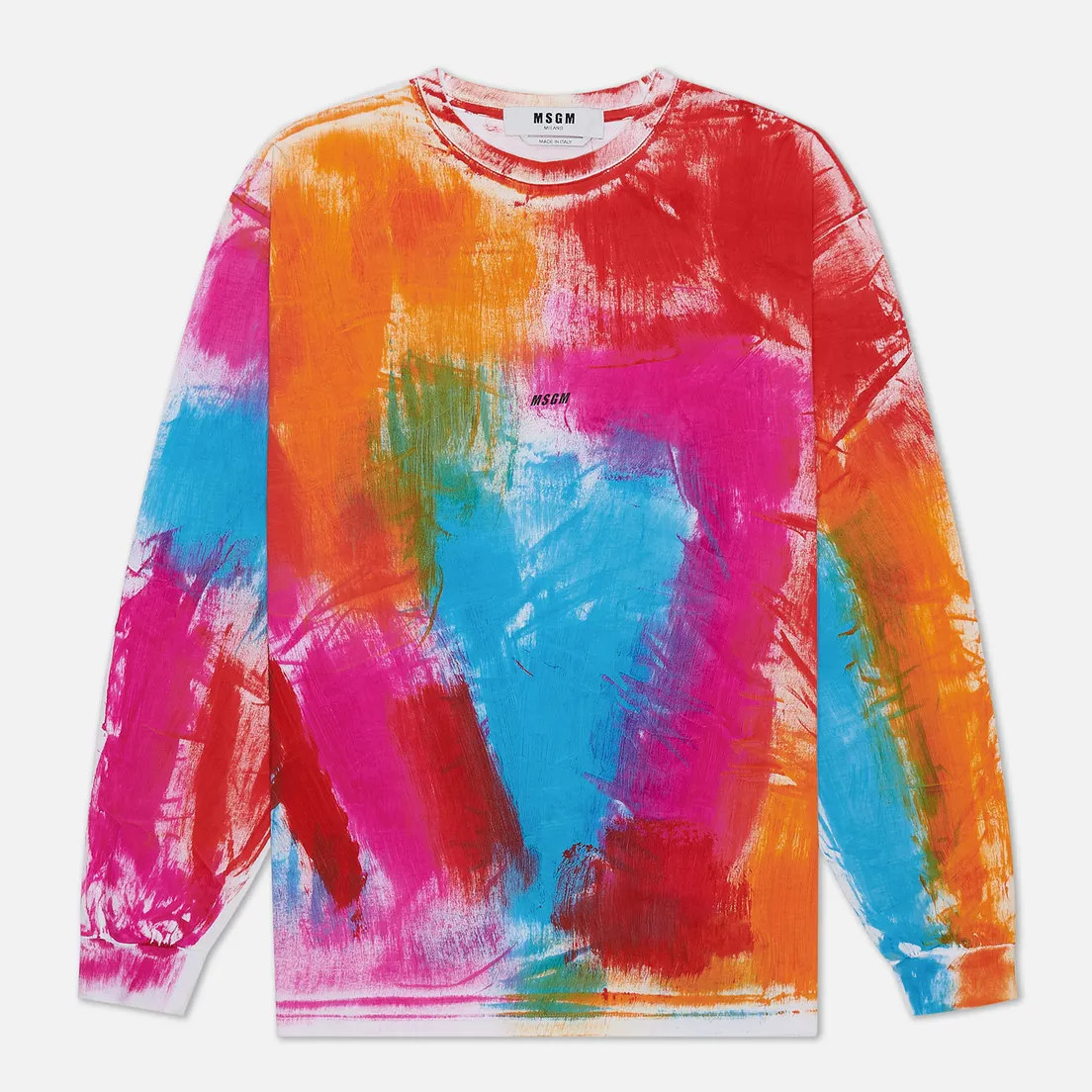 MSGM Мужской лонгслив Multicolor Brush Stroke