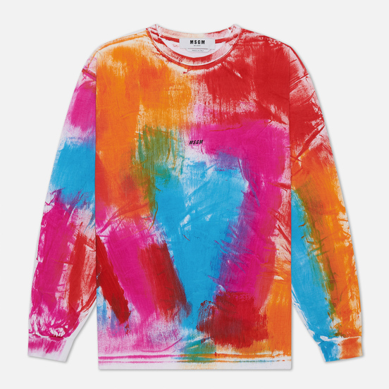 Мужской лонгслив MSGM Multicolor Brush Stroke Optical White
