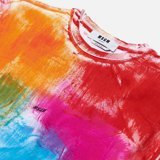 Мужской лонгслив MSGM Multicolor Brush Stroke Optical White